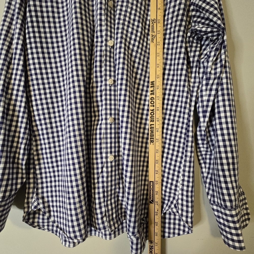 J. Crew Blue and White Checkered Thompson Stretch Men's Large Button Down Shirt - Picture 10 of 15